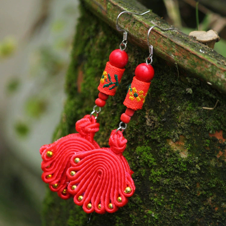 Bohemian Style Single Wear Peacock Fur Earrings