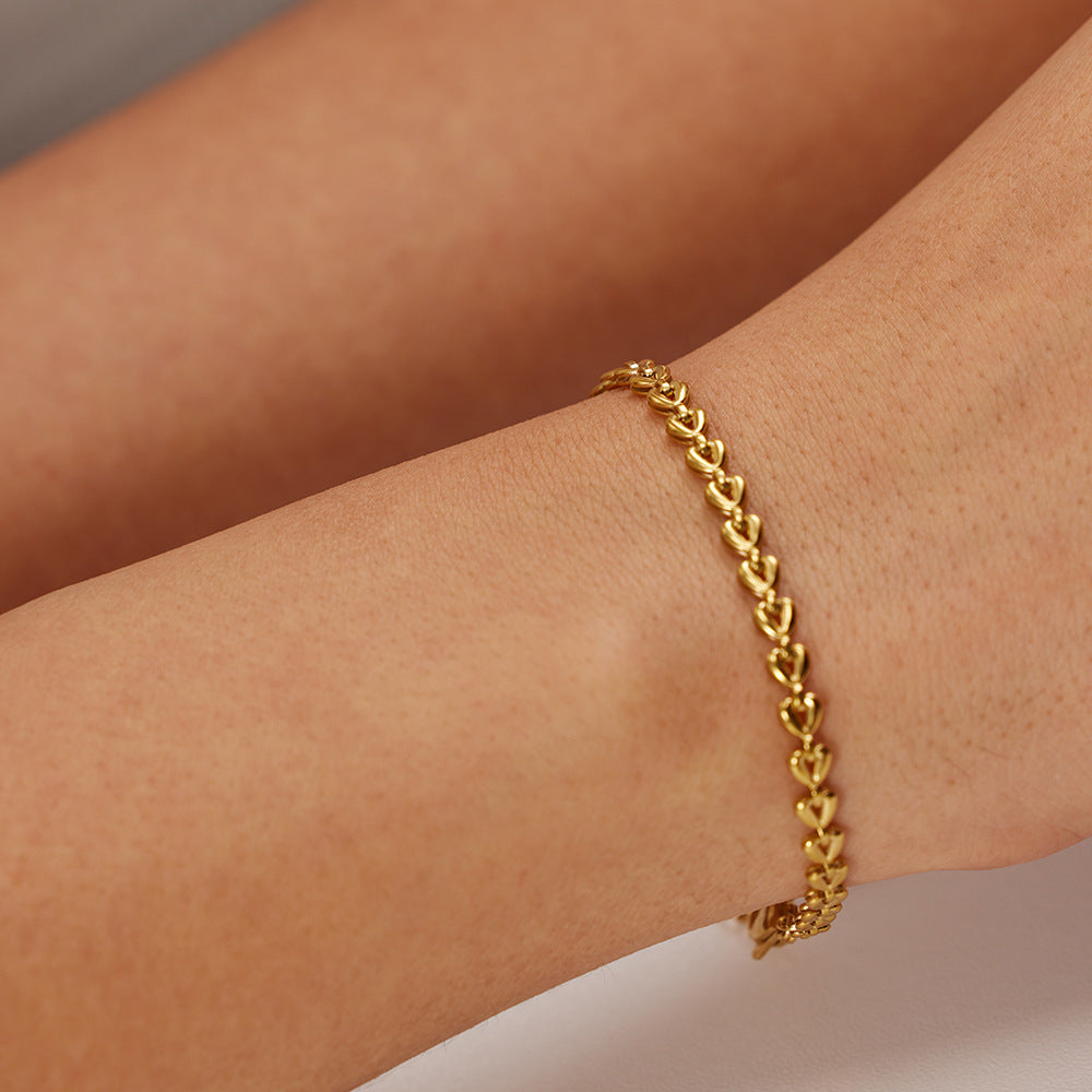 Gold-plated Stainless Steel Hollow Heart Woven Bracelets