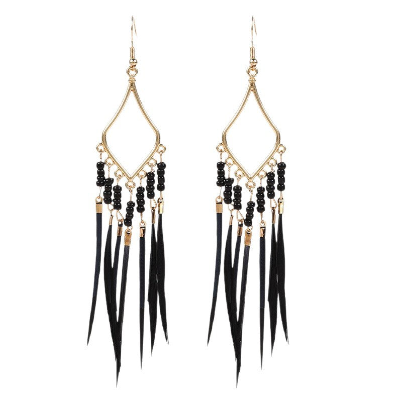 Bohemian Feather Rhombus Dopamine Summer Seaside Ethnic Earrings