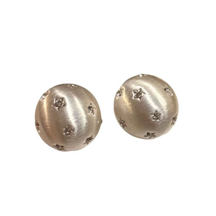 Women's Style Sier Brushed Hemisphere High-grade Unique Beautiful Niche Stud Earrings