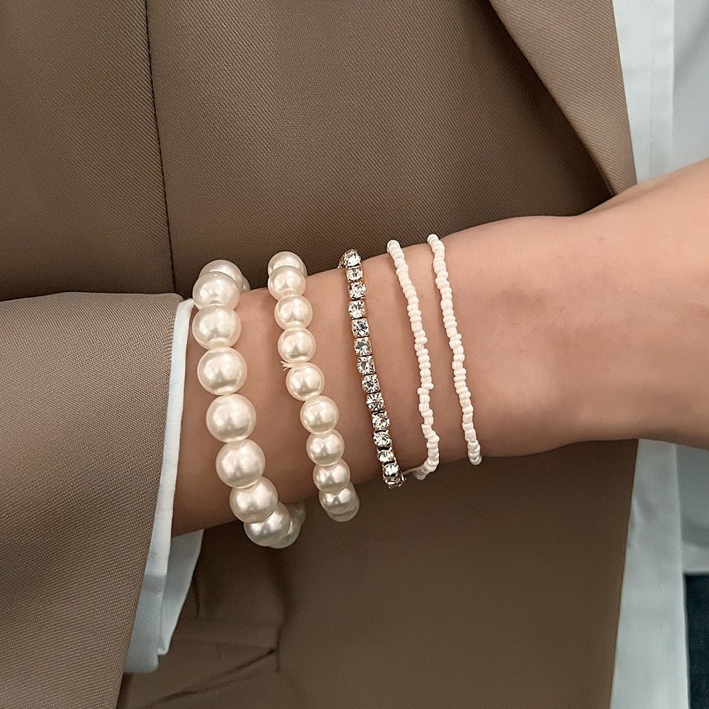 Ensemble de bracelets de perles de mode minoritaire de style perle