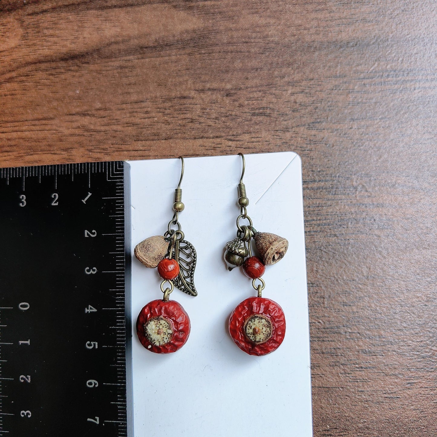 Wooden Chinese Style Art Retro Ear Clip Golden Bell Bodhi Earrings