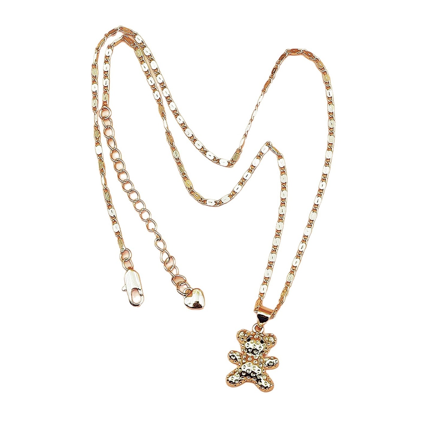 Fully Jeweled Loving Heart Bear Gold-plated Fashion Clavicle Chain Necklaces