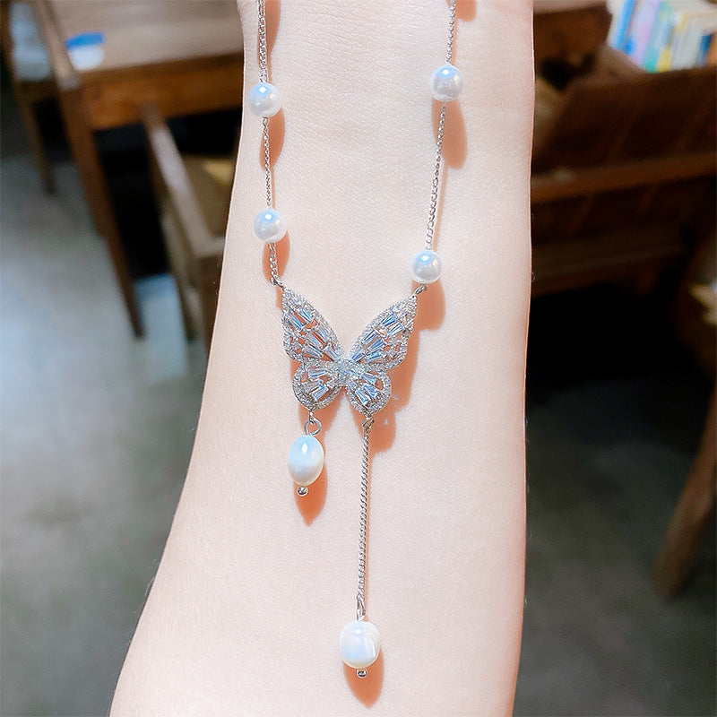 Women's Luxury Butterfly Natural Pearl For Trendy Design High-grade Clavicle Necklaces