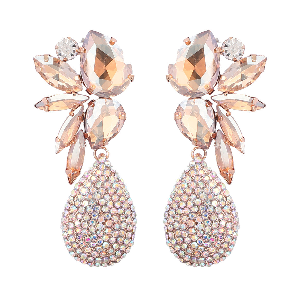 Colorful Crystals Drop-shaped Glass Drill Rhinestone Earrings