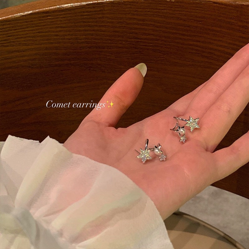 Women's Pearl Star Ear Trendy Niche Design High-grade Female Stud Earrings