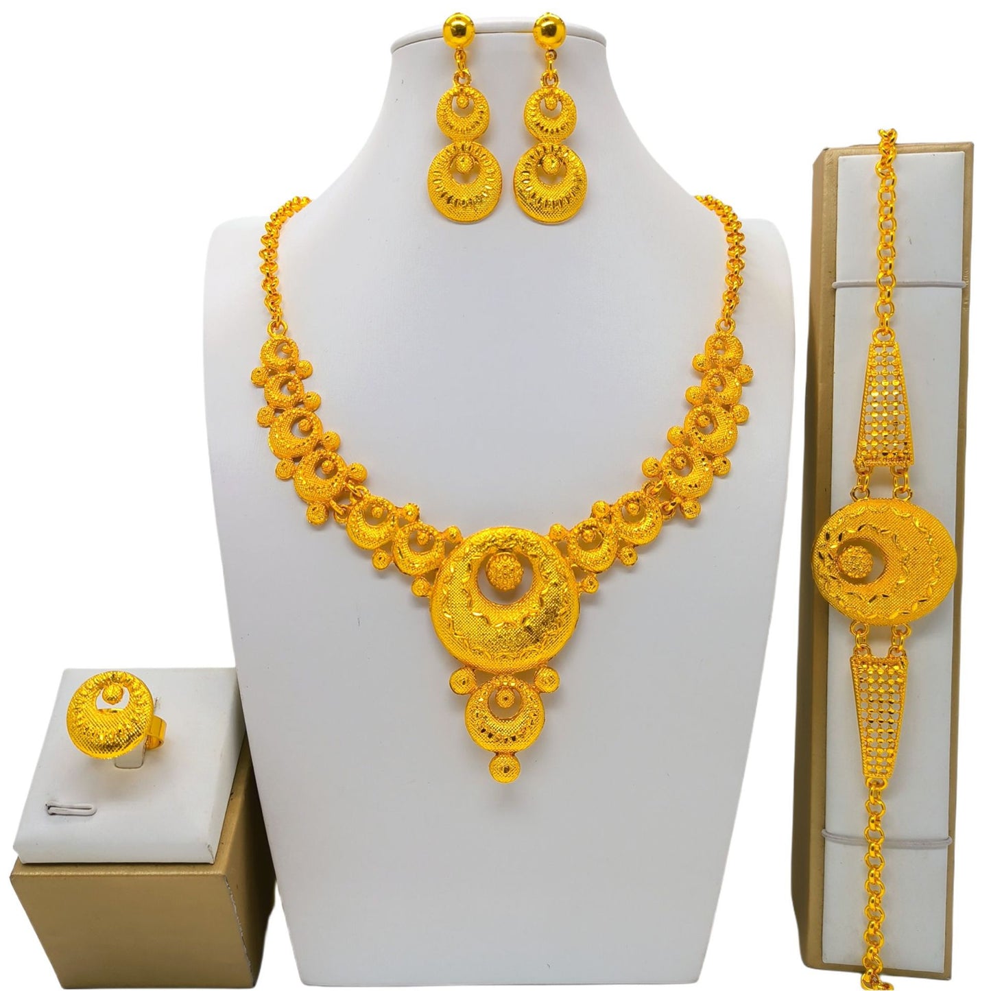 Charming Elegant Slouchy Saudi Bridal Wedding Jewelry Set