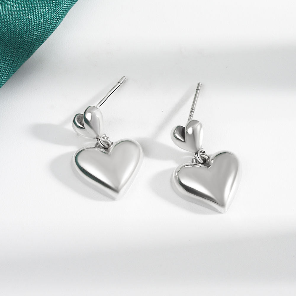 Love Heart Trendy Heart-shaped Eardrops Sweet Rings