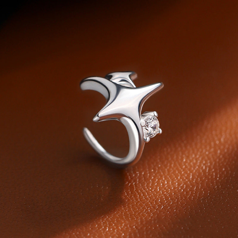 Four Stars Geometric Asterism Rhinestone Personality Sweet Cool Rings