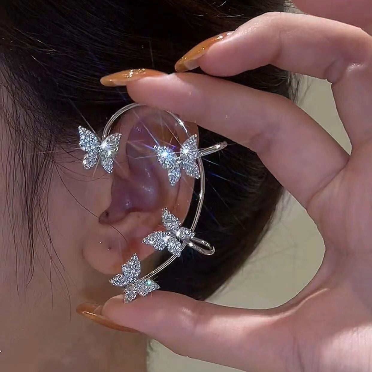 High-grade Sweet Asymmetry Tassel Ear Clip Versatile Rings
