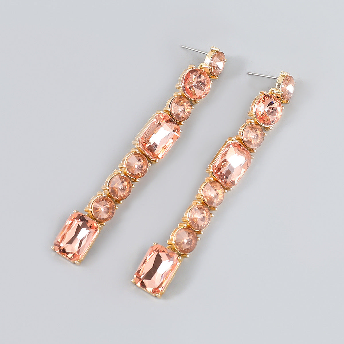 Women's Fashion Alloy Diamond Rhinestone Geometric Long Earrings