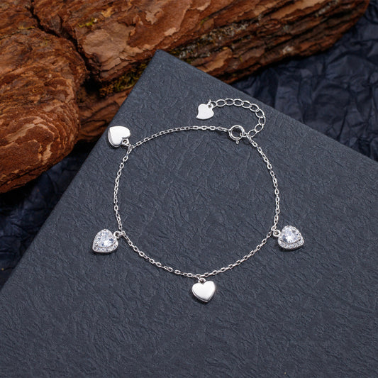 Simple Loving Heart In Sterling Sier Female Niche Design Bracelets