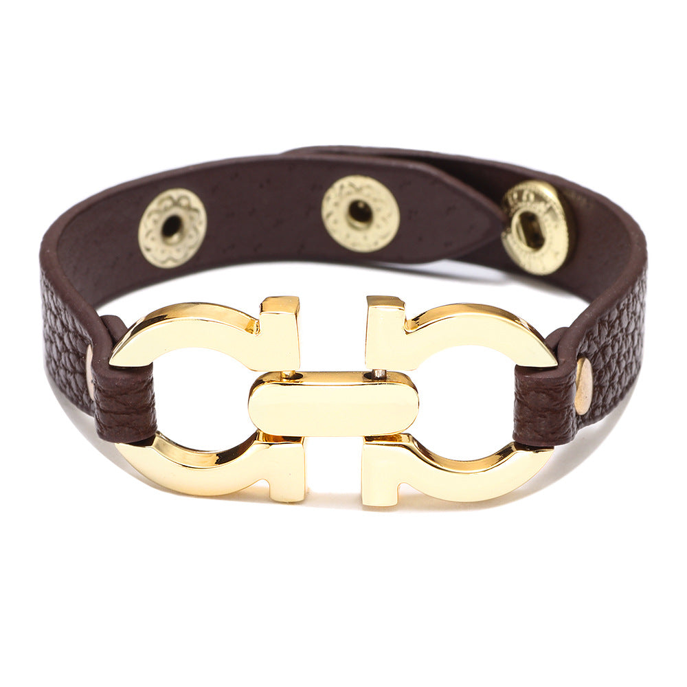 Simple Fashion Goddess Design Leather Alloy Geometric Bracelets