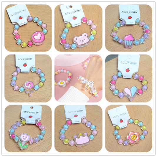 Bracelets mignons en perles de couleur gelée princesse bonbon pour enfants