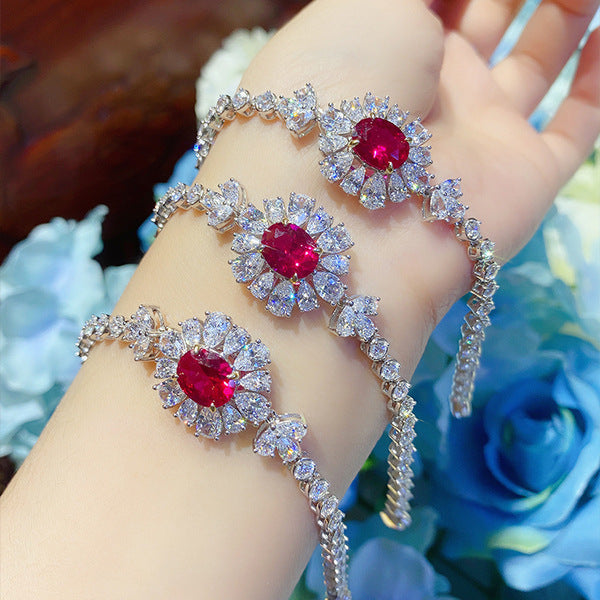 Live Simulation Red Tourmaline Female Ear Bracelets