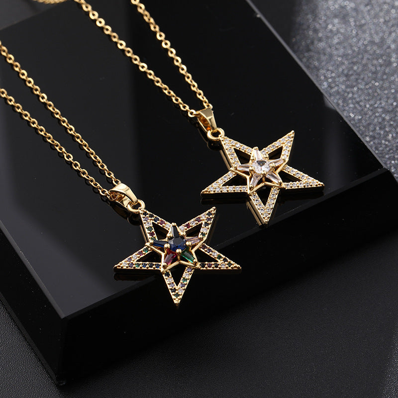 Moon Zircon Fashion Gold Plated Geometric Necklaces