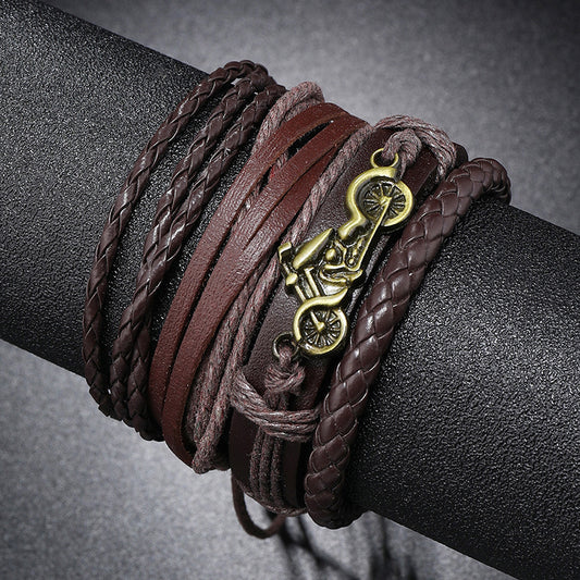Accessoires Bracelets en cuir vintage tissés à la main simples