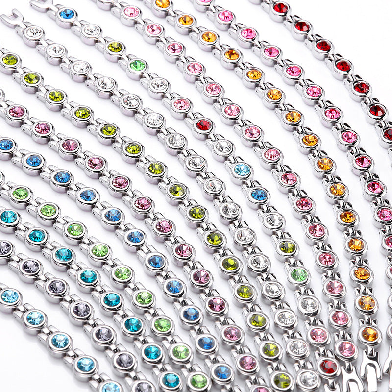 Women's Fashion Simple Rhinestone Zircon Stainless Steel Bracelets