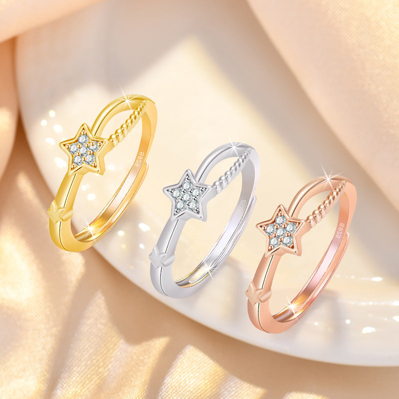 Light Luxury Hollow Star Micro Inlaid Rings