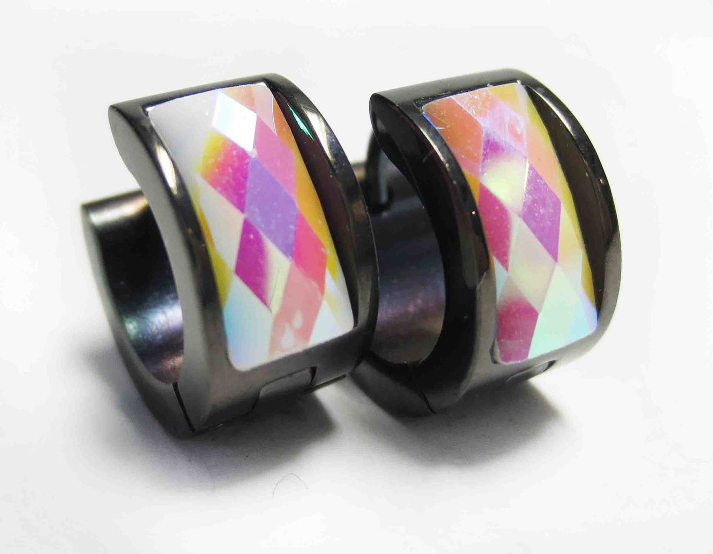 Women's & Men's Steel Clips Geometric Rhinestone Titanium Color Acrylic Ear Buckle