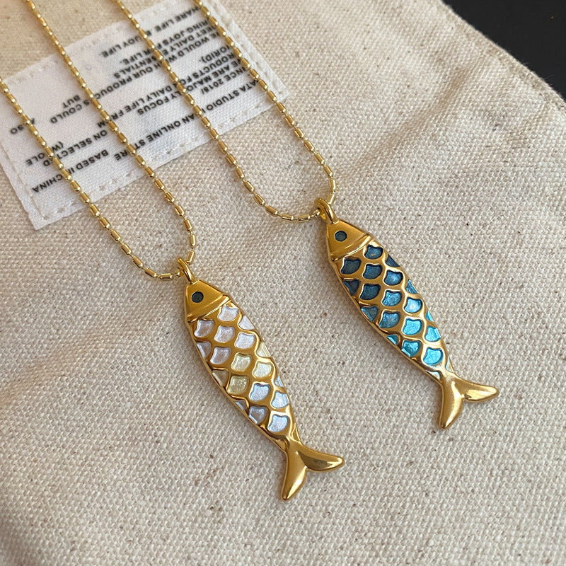 Oil Dripping Fish Personality Everyday Fashion Sweater Chain Light Luxury Necklace