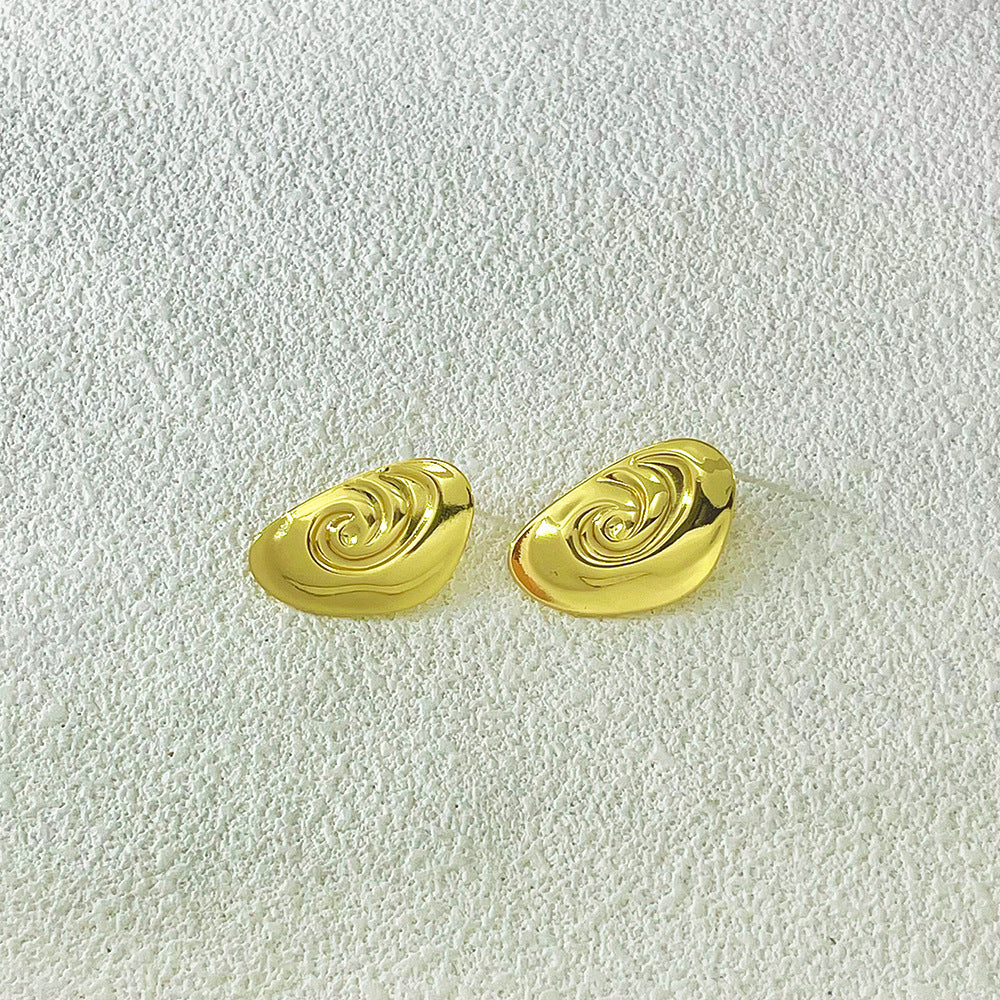 Light Luxury High-grade Irregular Oil Pressure Stainless Steel Gold Plated Stud Earrings