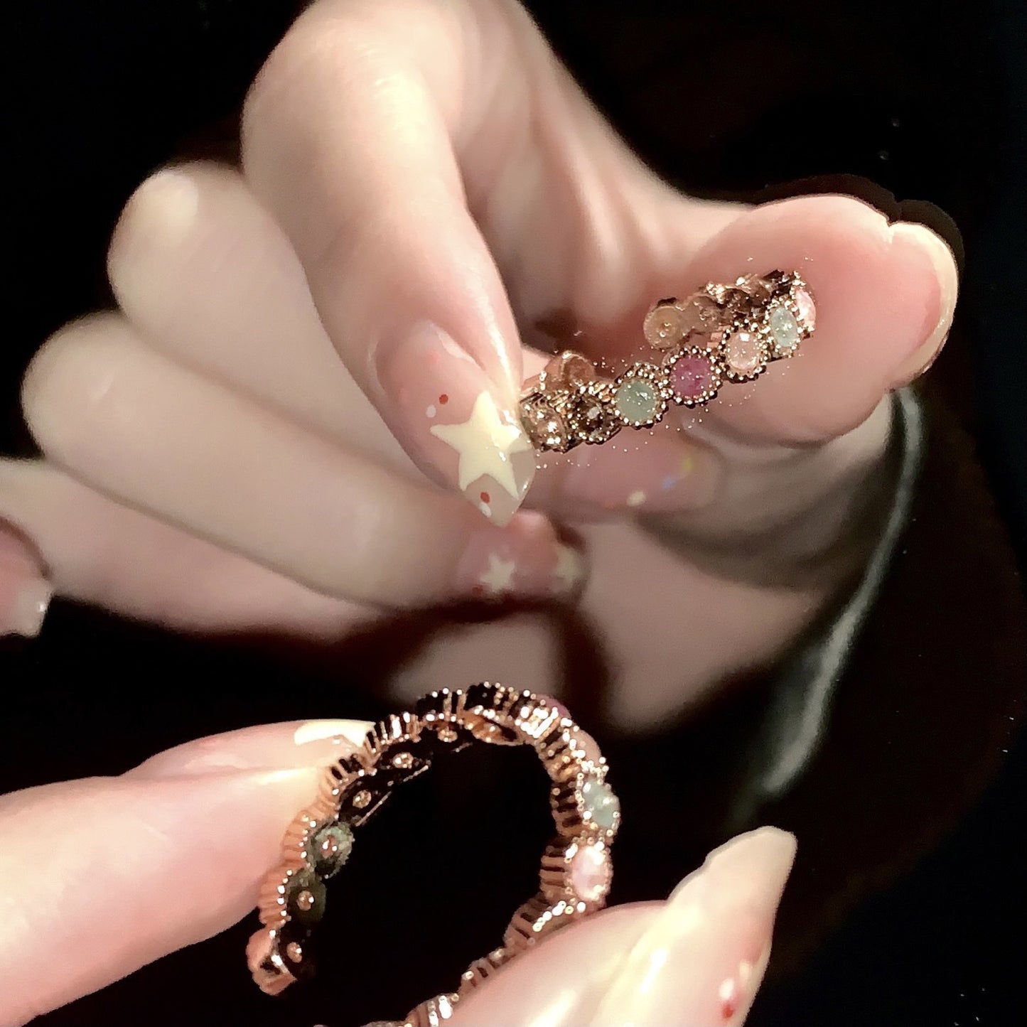 Tourmaline Rainbow High Sense Niche Style Fashion Sweet Ring