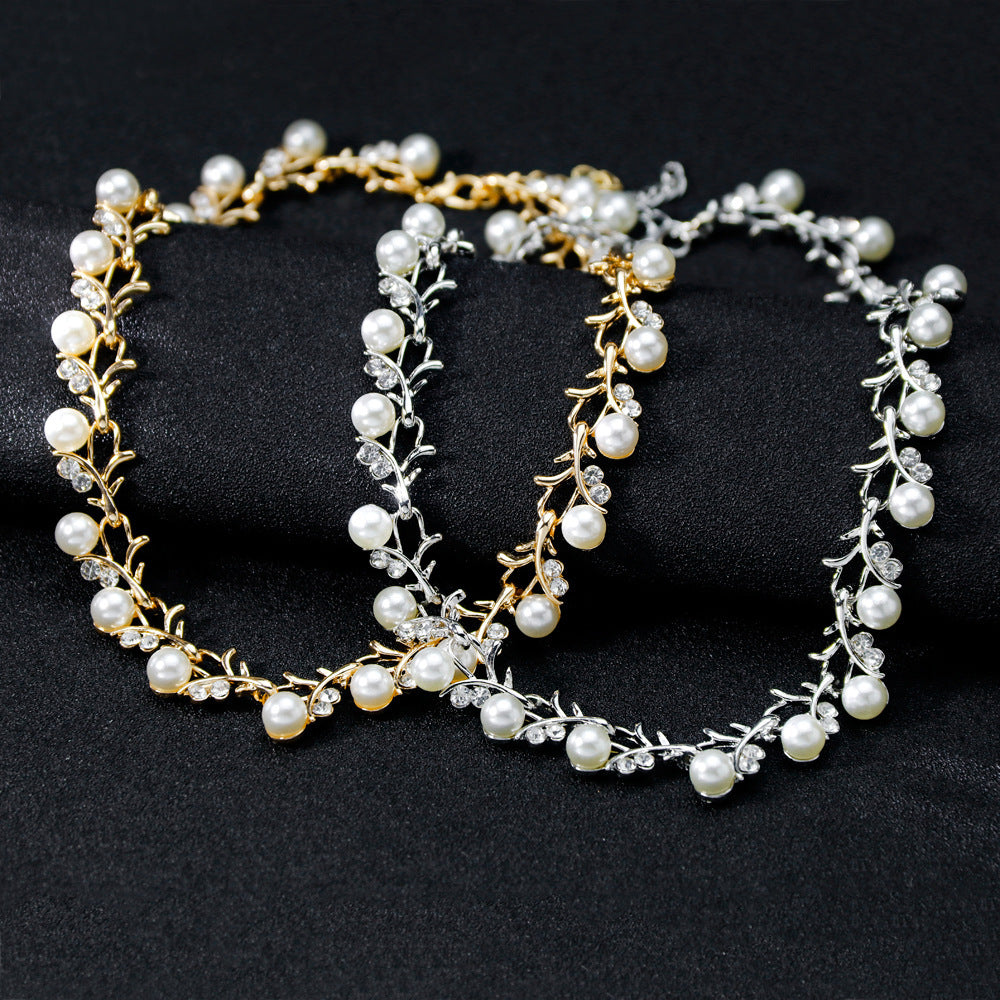 Versatile Fashion Alloy Flower Pearl Three-piece Jewelry Set