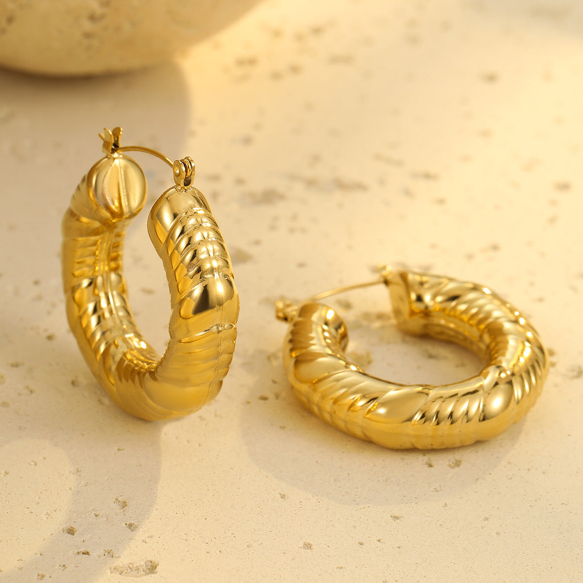 Women's Steel Sweet Cool Vintage Texture Shaped Gold-plated Earrings