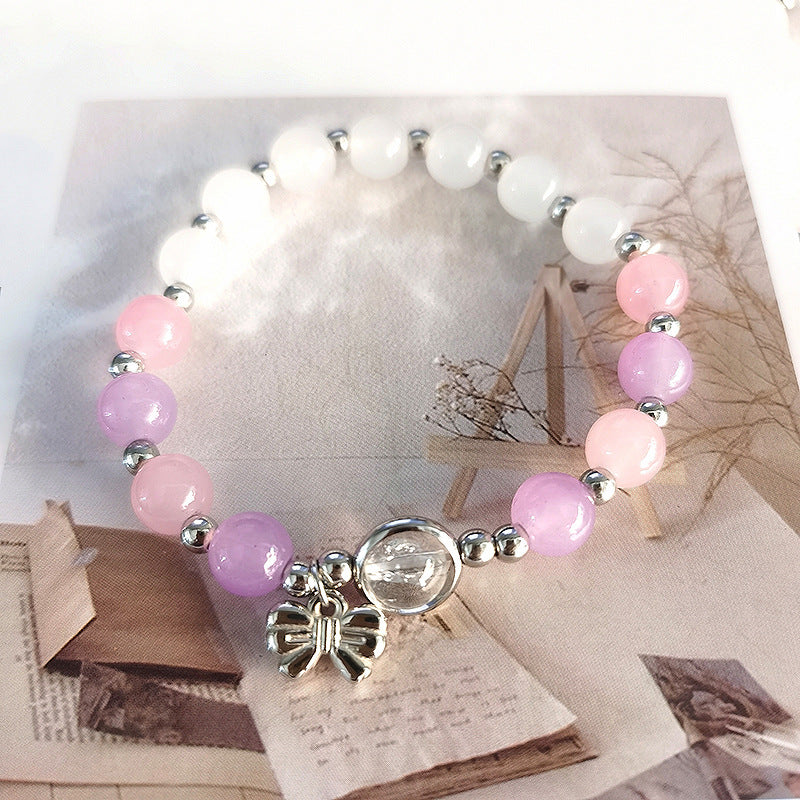 Cat Love Bell Imitation Opal Girlfriends Glaze Bracelet