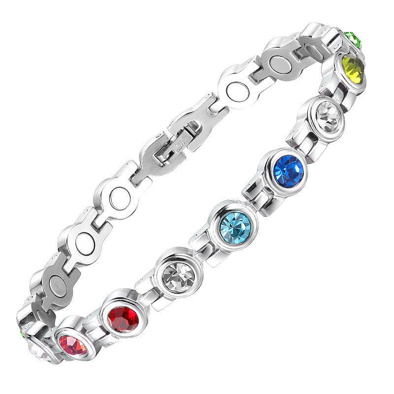 Bracelets simples en acier inoxydable avec strass et Zircon pour femmes