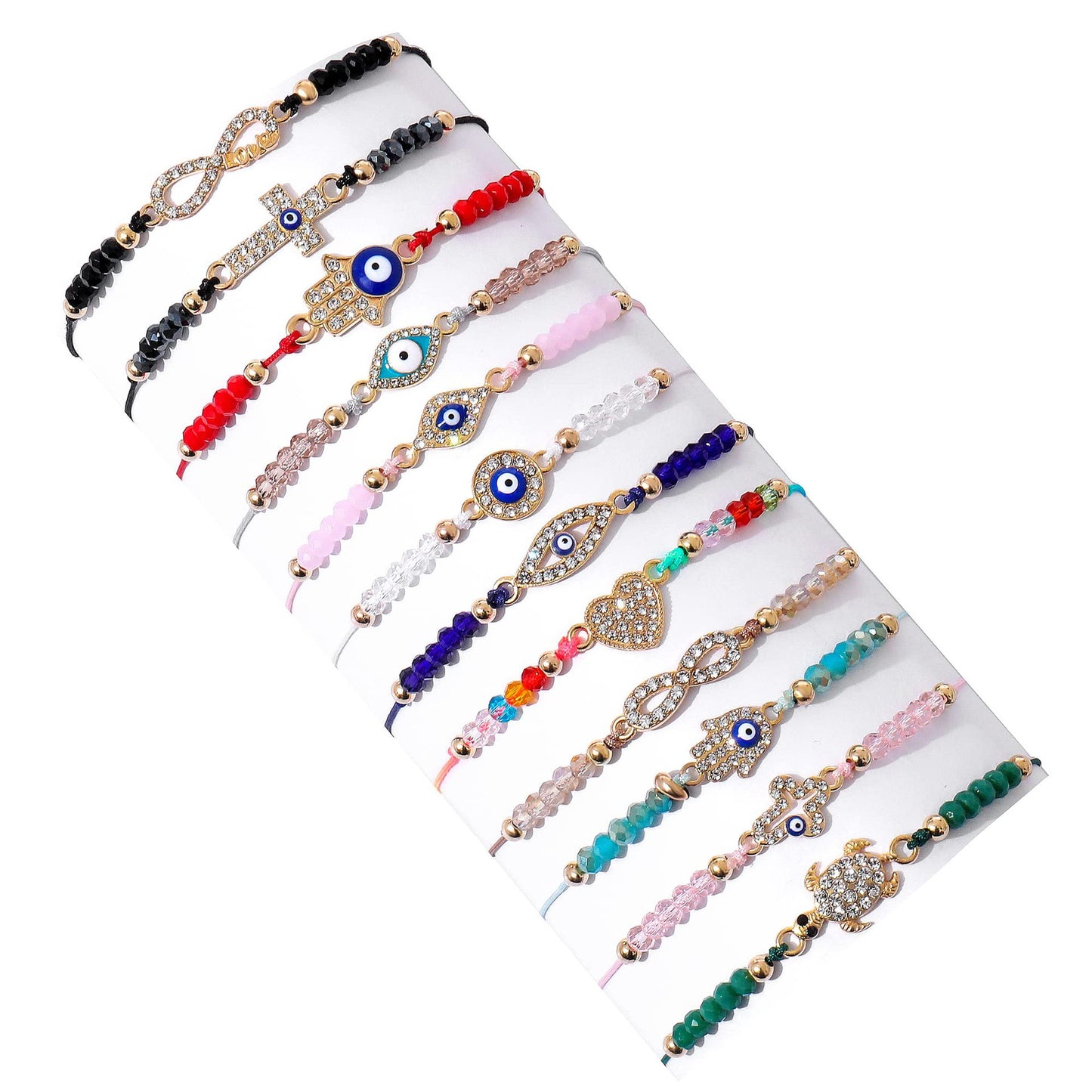 Women's Weaving Crystal String Beads Devil's Eye Oil Dripping Bracelets