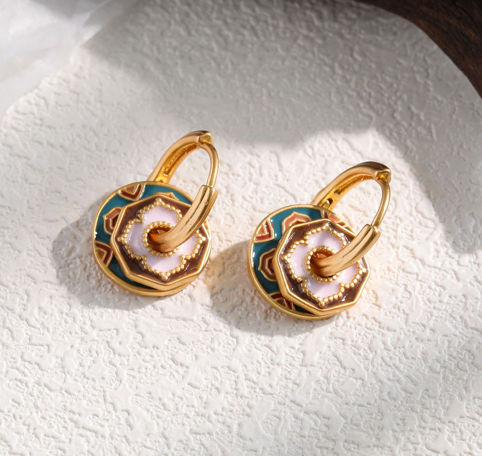 Style Enamel Drip Glazed Temperament Wild High Sense Ear Clip Earrings