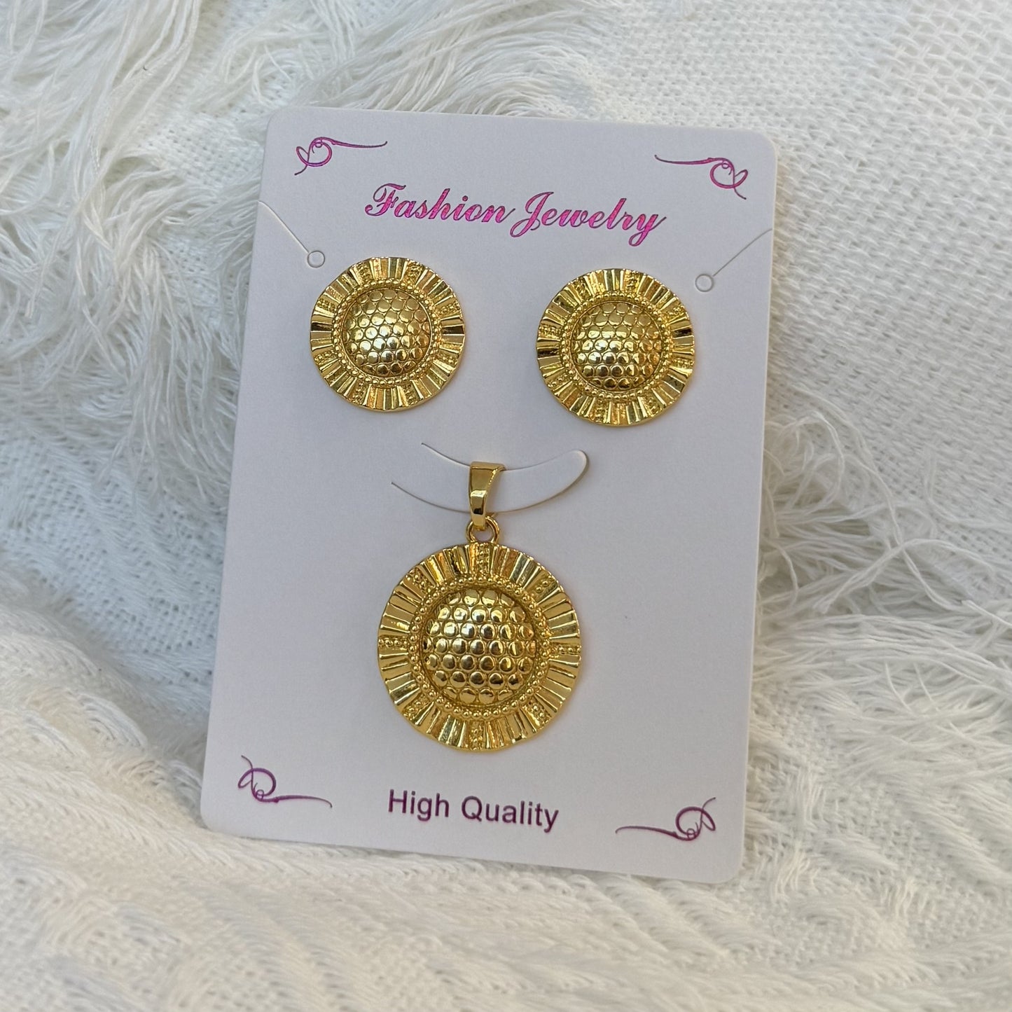 Love Heart Flowers Ear Baroque Gold Fashion Jewelry Set