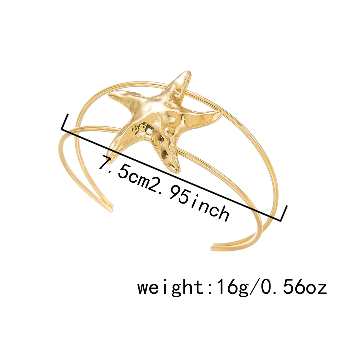 Style Exaggerated Starfish Metal Opening Bohemian Beach Bracelet