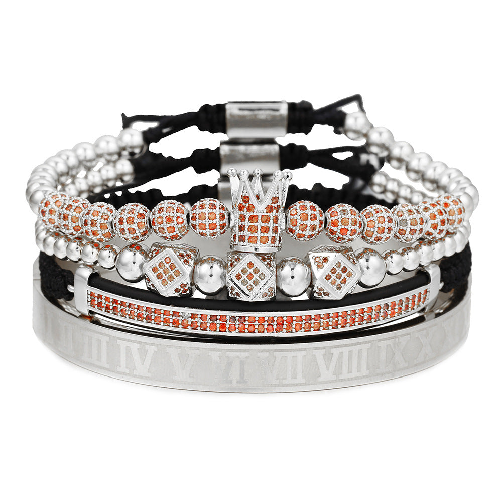 Bracelets combinés en forme de croissant à double rangée de diamants avec boule de strass