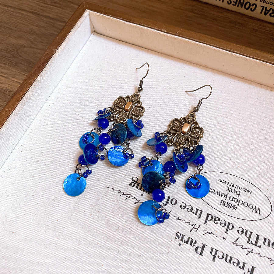 Sier Needle Acrylic Colorful Flower Sweet Earrings