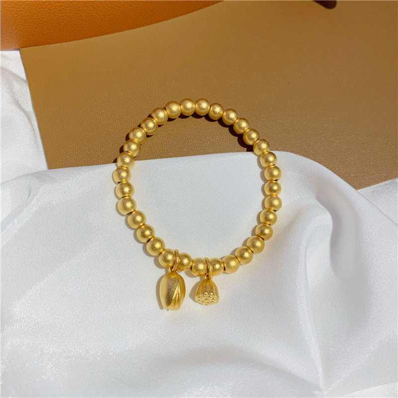 Female Sand Gold Colorfast Lotus Seedpod Bracelets