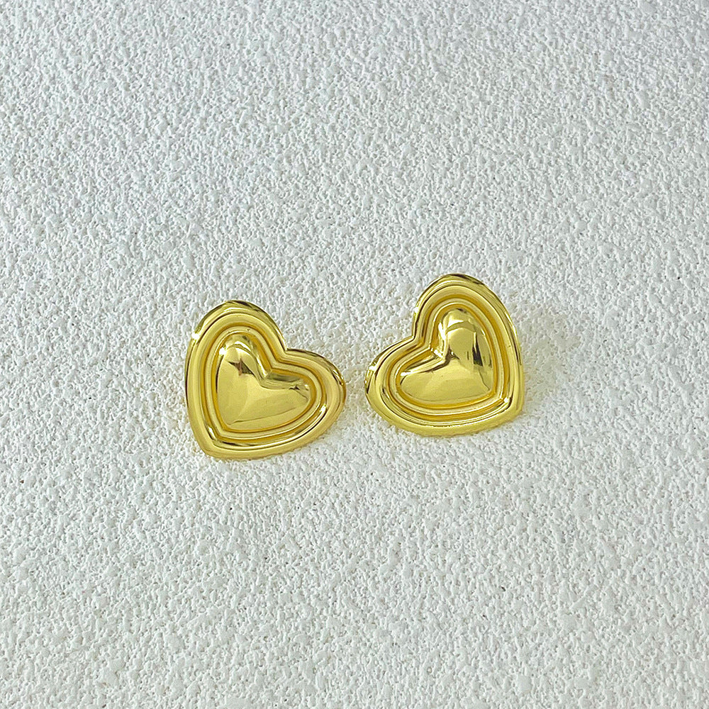 Light Luxury High-grade Irregular Oil Pressure Stainless Steel Gold Plated Stud Earrings