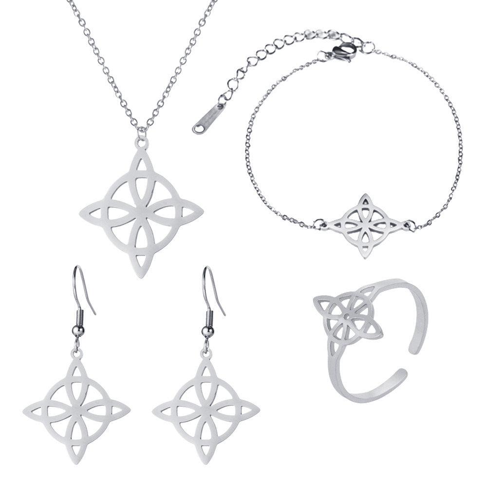 Witch Knot S-shaped Cut Stainless Steel Jewelry Set