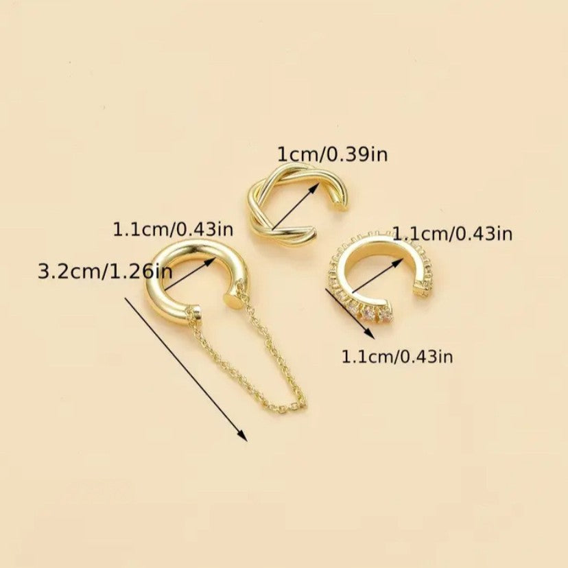 Simple Line Diamond Double Personality U-shaped Ear Clip