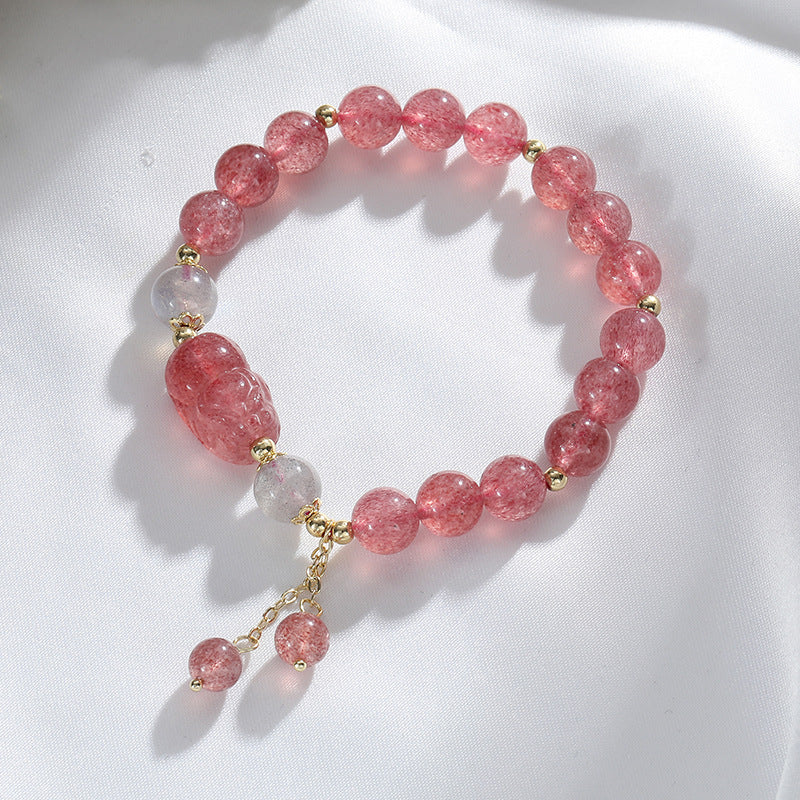 Natural Crystal Female Strawberry Quartz Minority Bracelets