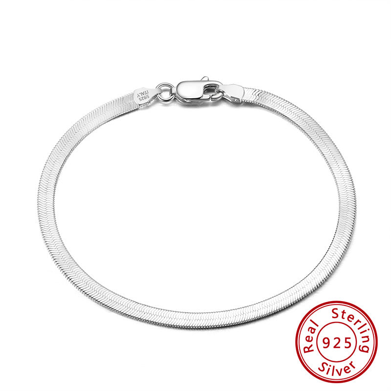 Bijoux Bracelets en os de serpent plat en argent sterling