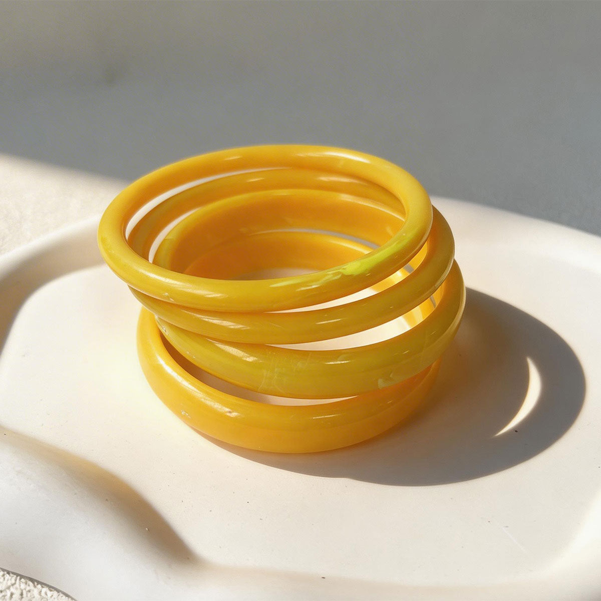 Round Yellow Resin Female Personality Acrylic Bracelets