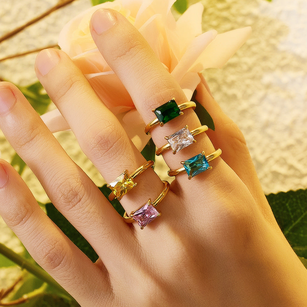 Stainless Steel Female Gold Plated Design High Sense Ring