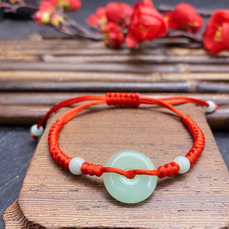 White Jade Peace Buckle Rope Life Bracelet