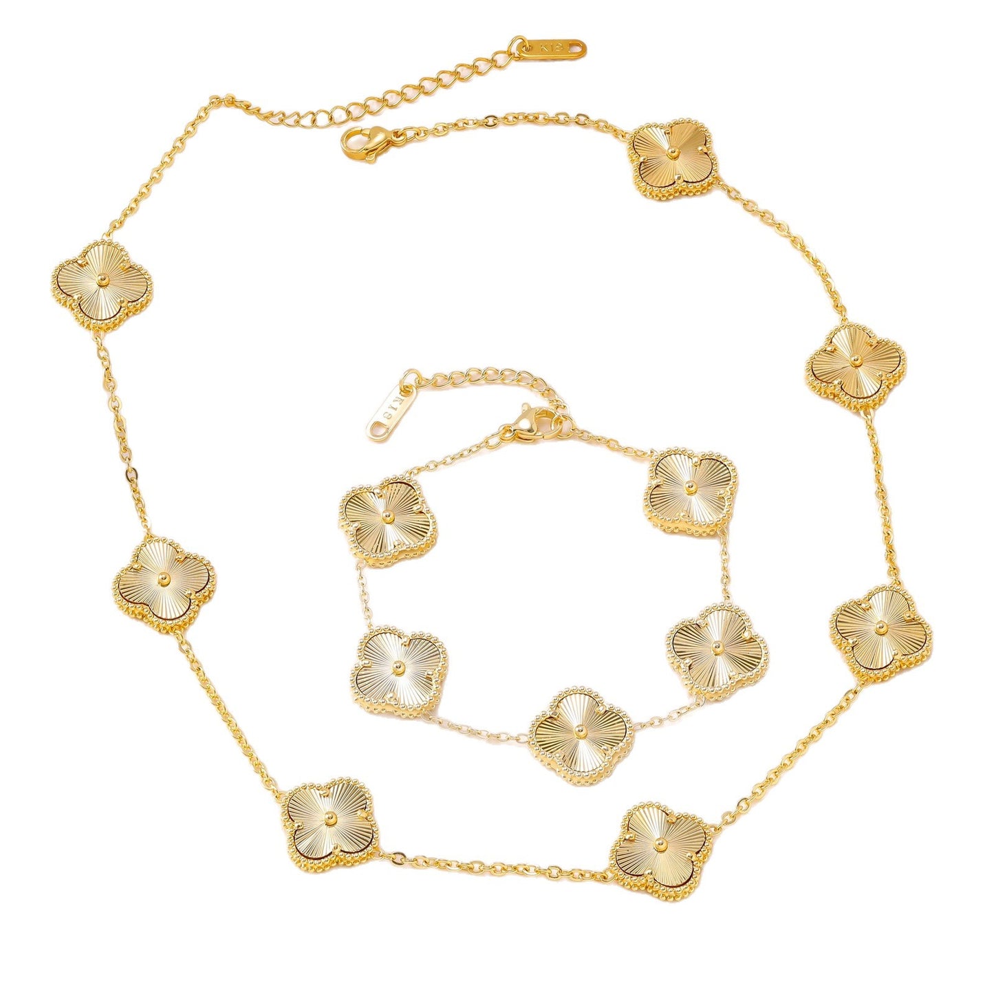 Golden Four-leaf Flower Design Personality Gold Necklaces
