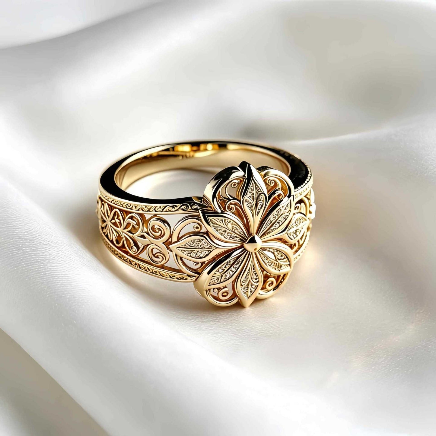 Hollow Flower Niche Design Mori Style Carved Artistic Temperament Ring