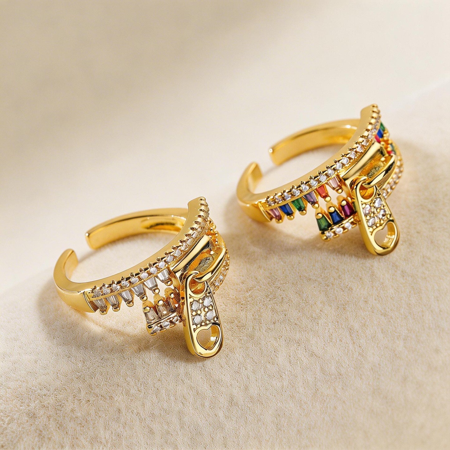 Korean Zircon Female Gold-plated Stylish Opening Niche Ring