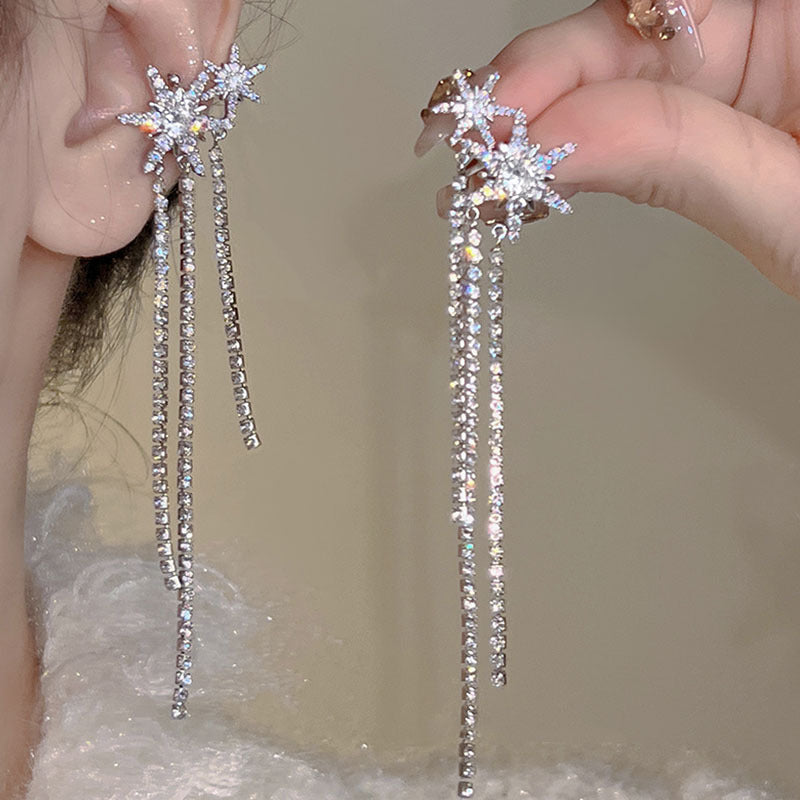 High-grade Sweet Asymmetry Tassel Ear Clip Versatile Rings